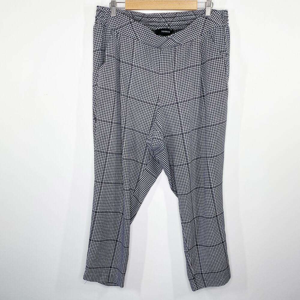 Torrid Black Plaid Pull On Tapered Ankle PantS Womens Size 1X Career Office